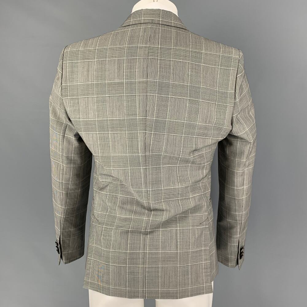 EMPORIO ARMANI Size 38 Black White Glenplaid Wool Mohair Sport Coat - Picture 3 of 7